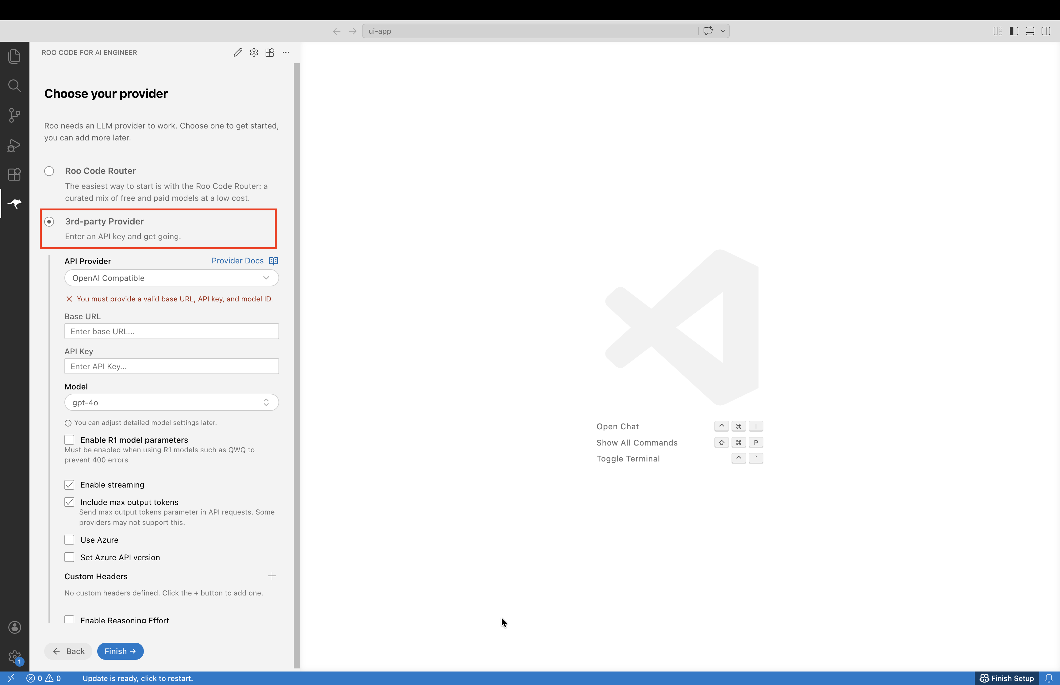 Roo Code onboarding step 2